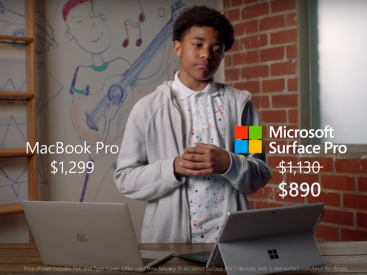 Microsoft высмеяла сенсорную панель MacBook Pro в новой рекламе Surface